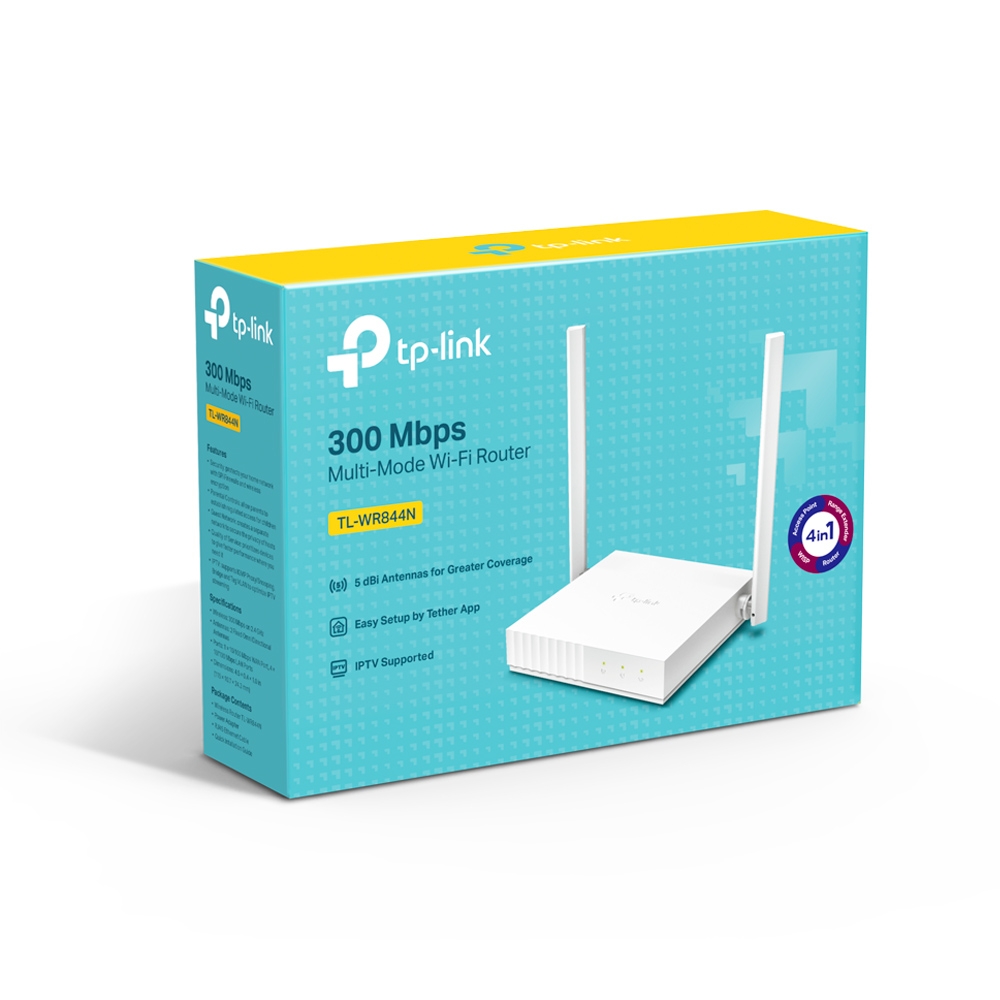 TP-LINK TL-WR844N  N300 Multi-Mode Wireless Router, Broadcom, 2T2R, 300Mbps on 2.4GHz, 802.11n/b/g, Working Modes: Wireless Router, Range Extender, Access Point, WISP, 1 WAN + 4 LAN, 2 fixed antennas photo 4