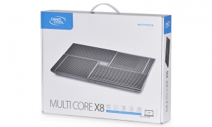 DEEPCOOL ”MULTI CORE X8”, Notebook Cooling Pad up to 17”, 4 fans 100X100X15mm,  Multi-Core Control Technology, 1300±10%RPM, <23dBA, 53.4CFM, Black thumbnav 3