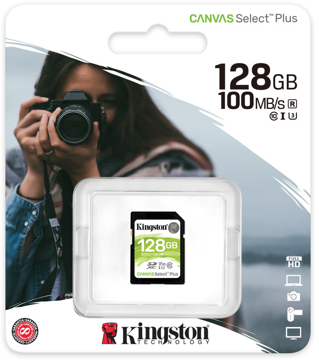 Карта памяти SD 128GB Kingston Canvas Select Plus, 100MBps photo 2