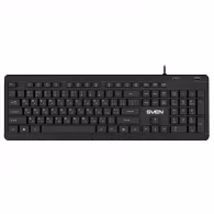 SVEN KB-E5700H, Keyboard, Waterproof construction, 104 keys, 12 Fn-keys, slim compact design, low-profile, USB 2.0 Hub 2 -ports, 1.5m, Black, Rus/Ukr/Eng