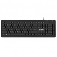 SVEN KB-E5700H, Keyboard, Waterproof construction, 104 keys, 12 Fn-keys, slim compact design, low-profile, USB 2.0 Hub 2 -ports, 1.5m, Black, Rus/Ukr/Eng thumbnav 1