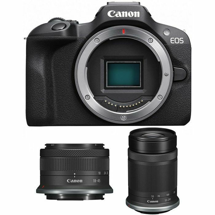 Aparate foto mirrorless CANON EOS R100+RF-S 18-45 f/4.5-6.3 IS STM + RF-S 55-210 f/5.0-7.1 IS STM (6052C036) photo 1