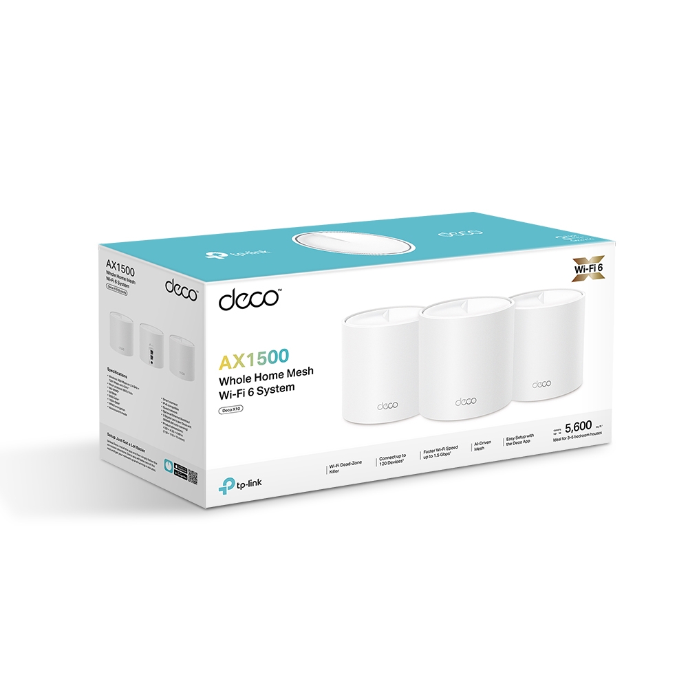 Mesh Wi-Fi 6 система TP-LINK Deco X10(3-pack)/ AX1500 Dual Band /  2 LAN/WAN Gigabit Port photo 3