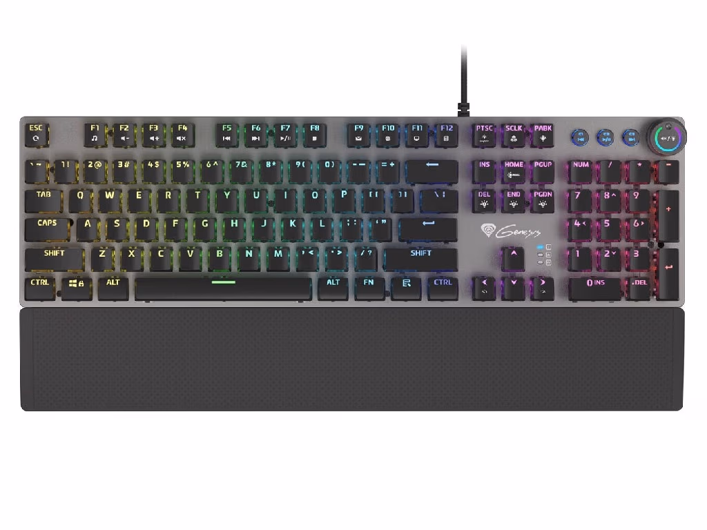 Tastatura cu fir Genesis Mechanical Gaming Keyboard Thor 401 Rgb Us Layout Backlight Brown Switch Software 