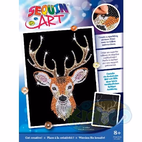 SEQUIN ART BLUE - STAG HEAD 