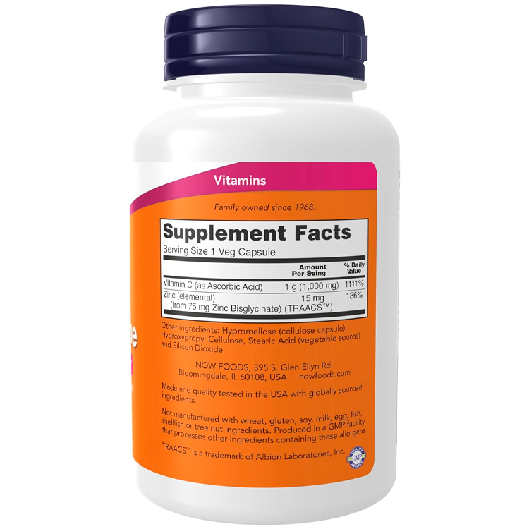 Витамины Now Foods C-1000 & Zinc Immune photo 3