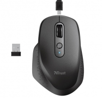 Trust Ozaa Rechargeable Wireless Mouse, Silent Buttons, 2.4GHz, Micro receiver, 800/1200/1600/2400 dpi, 6 button, rechargeable battery up to 40 days, USB, Black thumbnav 1