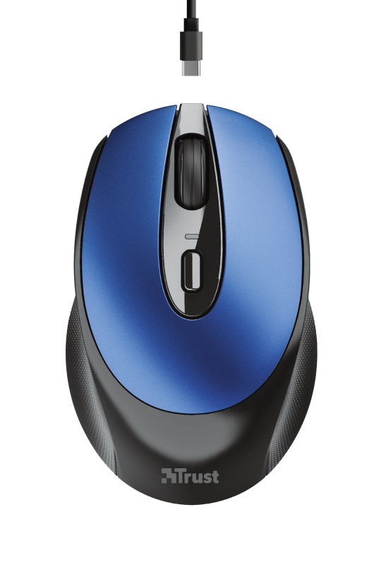 Trust Zaya Wireless Rechargeable Optical Mouse, 2.4GHz, Nano receiver, 800/1600 dpi, 4 button, USB, Blue photo 1