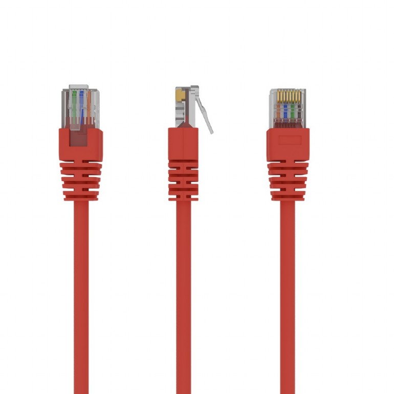 Patch cord cat. 5E PP12-5M/R Red, 5 m, molded strain relief 50u" plugs photo 1
