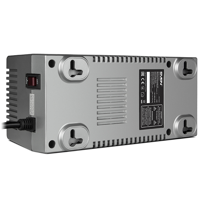 SVEN VR-F1000, 320W, Automatic Voltage Regulator, 4x Schuko outlets, Input voltage: 180-285V, Output voltage: 230V ± 10%, input and output voltage digital indicator on the front panel, Power supply delay function, metal body, Black photo 6