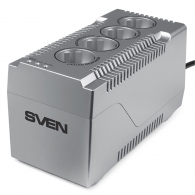 SVEN VR-F1000, 320W, Automatic Voltage Regulator, 4x Schuko outlets, Input voltage: 180-285V, Output voltage: 230V ± 10%, input and output voltage digital indicator on the front panel, Power supply delay function, metal body, Black thumbnav 1