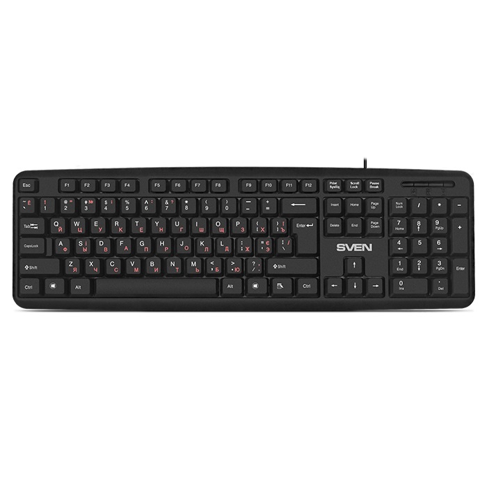 SVEN KB-S230, Keyboard, Waterproof construction, 104 keys, 2m, USB, Black, Rus/Ukr/Eng photo 1