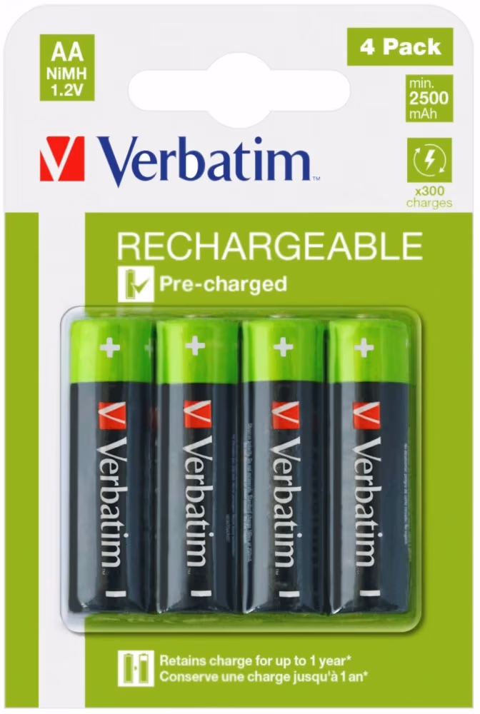 Verbatim Rechargeable Battery  AA / HR6 2500 mAh, 4 Pack