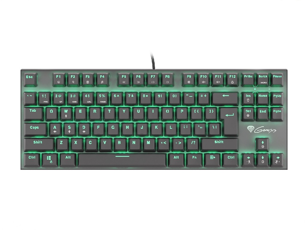 Клавиатура проводная Genesis Mechanical Keyboard Thor 300 TKL, US Layout, Green Backlight, Blue Outemu Switch photo 1