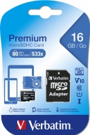16GB microSD Class10 A1 UHS-I + SD adapter Verbatim Premium microSDHC, 600x, Up to: 90MB/s thumbnav 3
