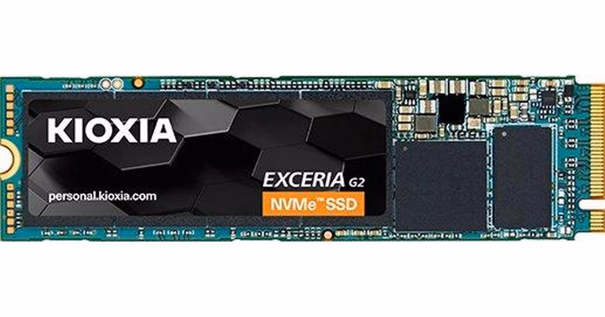 M.2 NVMe SSD 1.0TB KIOXIA (Toshiba) EXCERIA G2, Interface: PCIe3.0 x4 / NVMe1.3c, M2 Type 2280 form factor, Sequential Reads 2100 MB/s, Sequential Writes 1700 MB/s, Max Random Read/Write Speed: 400K /400K IOPS, BiCS FLASH™ 3D TLC 
