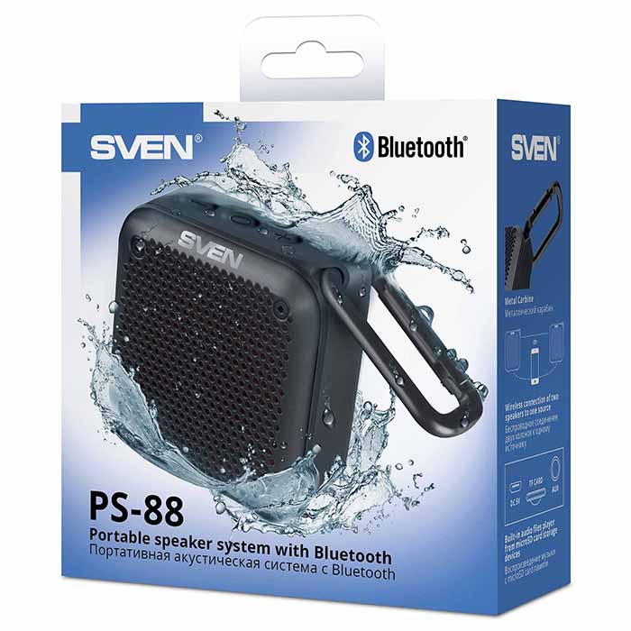 Boxa portabila SVEN PS-88, Black / 7W / Bluetooth / FM / USB / microSD / 1500mA*h photo 4
