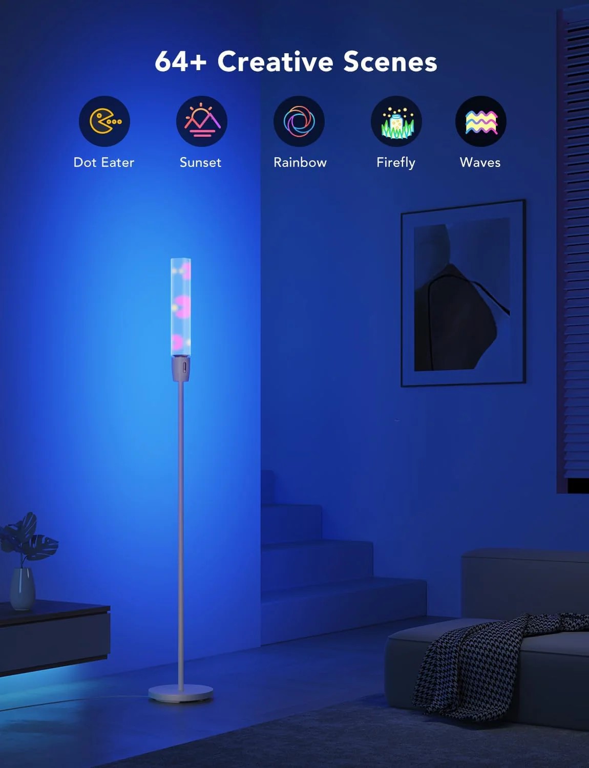 Торшер GOVEE RGBICW Cylinder Floor Lamp, Wi-Fi + BT, Multicolor + Extra White LEDs photo 3