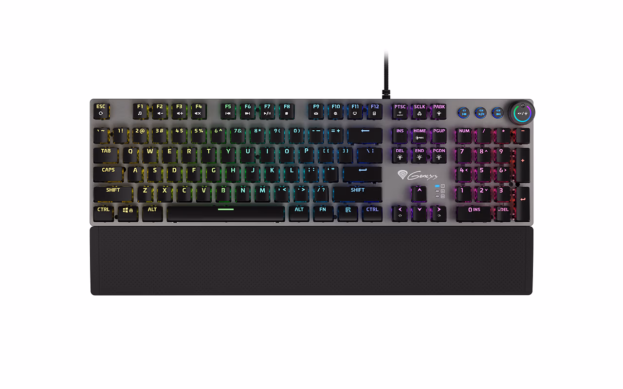 Tastatura cu fir Genesis Mechanical Keyboard Thor 380 RGB, US Layout, RGB Backlight, Blue Outemu Switch 