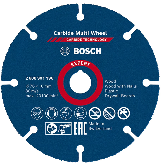 Пильный диск Bosch Carbide Multi Wheel 76mm, 2608901196 photo 1 Пильный диск Bosch Carbide Multi Wheel 76mm, 2608901196 photo 1