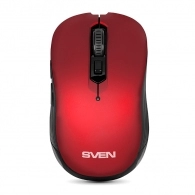 SVEN RX-560SW Wireless, Optical Mouse, 2.4GHz, Nano Receiver, 800/1200/1600dpi, 5+1(scroll wheel) Silent buttons, Switching DPI modes, Rubber scroll wheel, Red