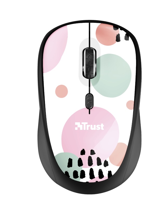 Trust Yvi Wireless Mouse - Pink, 8m 2.4GHz, Micro receiver, 800-1600 dpi, 4 button, Rubber sides for comfort and grip, USB photo 1