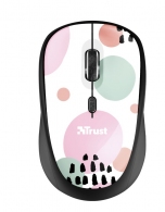 Trust Yvi Wireless Mouse - Pink, 8m 2.4GHz, Micro receiver, 800-1600 dpi, 4 button, Rubber sides for comfort and grip, USB thumbnav 1