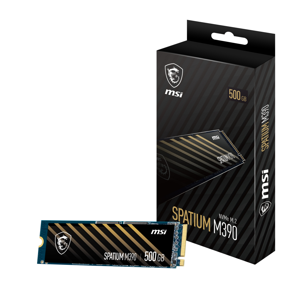 M.2 NVMe SSD 500GB MSI Spatium M390, PCIe3.0 x4 / NVMe1.4, M2 Type 2280 form factor, Seq. Read: 3000 MB/s, Seq. Write: 2300 MB/s, Max Random 4k: Read /Write: 300,000/550,000 IOPS, Controller Phison E15T, LDPC ECC Algorithm, EtE Data Protection, APST, AE photo 1