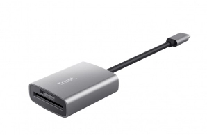 Кардридер Trust Dalyx / USB-C, microSD / SDHC/SDXC, Cable length 8 cm / Silver