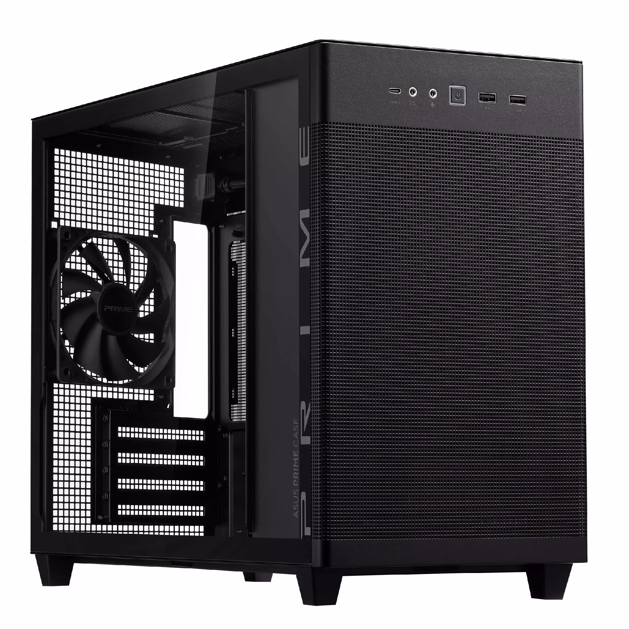 Carcasa ASUS  PRIME AP201 Tempered Glass/ noPSU / 1x120mm / mATX / Black