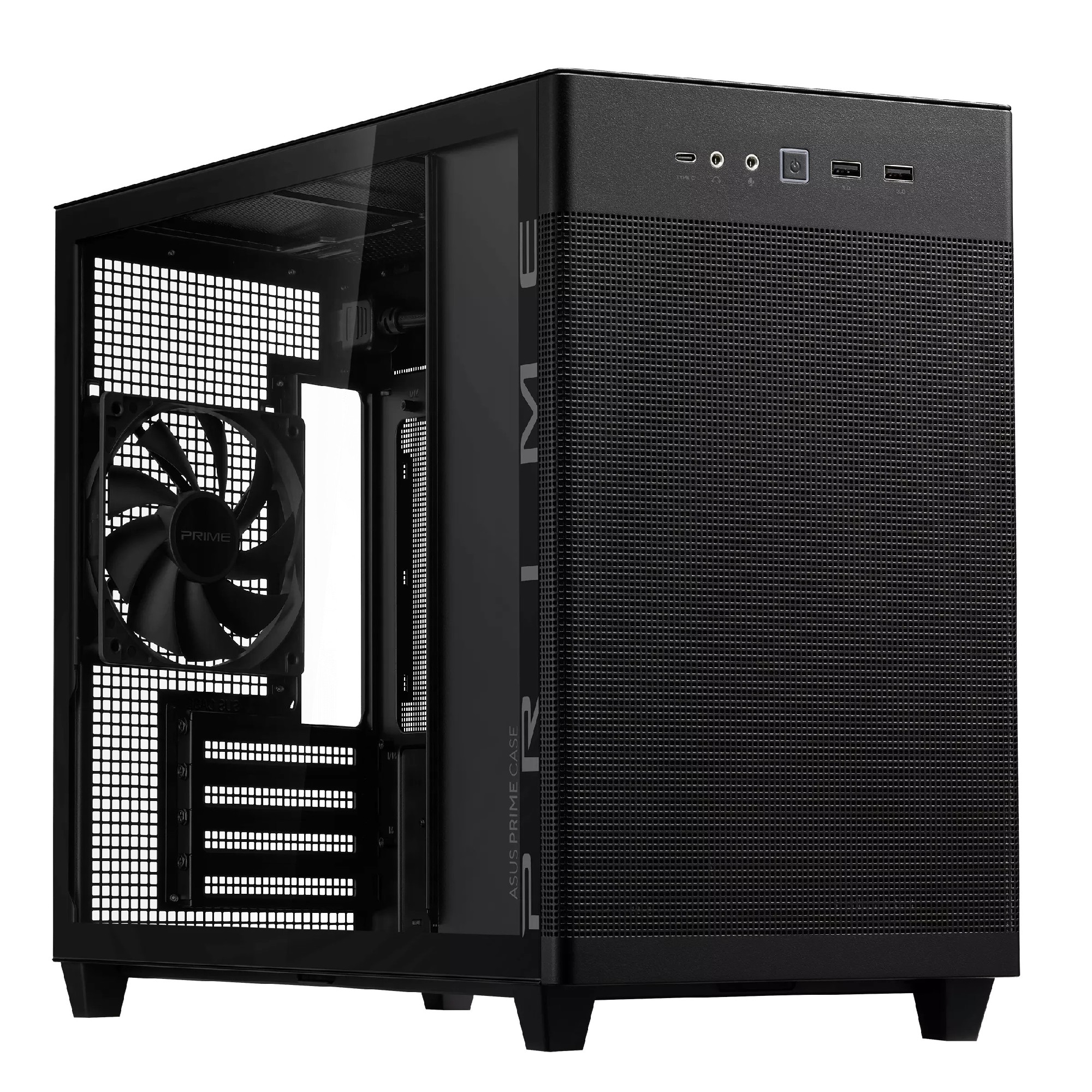 Carcasa ASUS  PRIME AP201 Tempered Glass/ noPSU / 1x120mm / mATX / Black photo 1