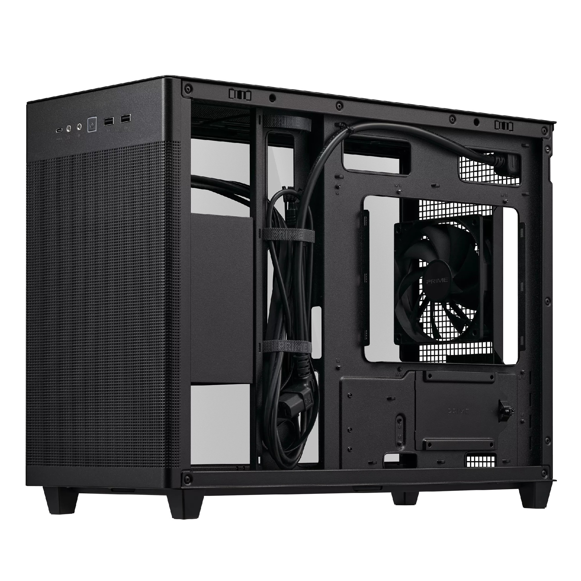 Carcasa ASUS  PRIME AP201 Tempered Glass/ noPSU / 1x120mm / mATX / Black photo 3