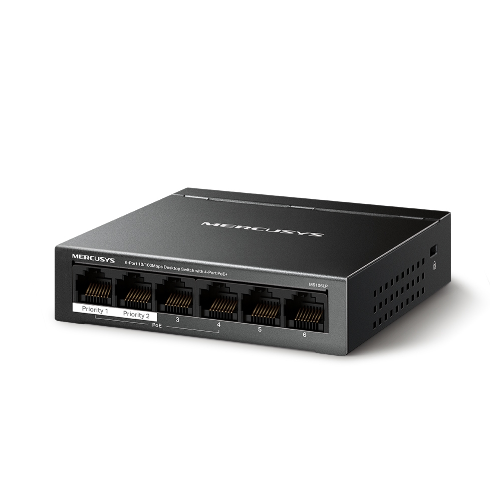 Коммутатор MERCUSYS MS106LP / 6 port / 100Mbps/ RJ45 / PoE / metal case photo 2