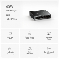 Коммутатор MERCUSYS MS106LP / 6 port / 100Mbps/ RJ45 / PoE / metal case thumbnav 4