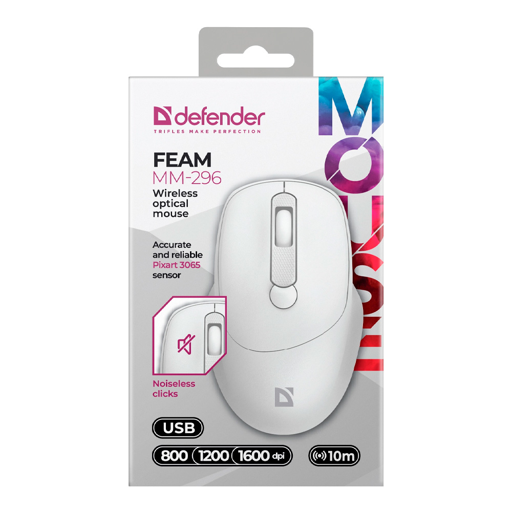 Mouse fara fir Defender Feam MM-296 Alb photo 6