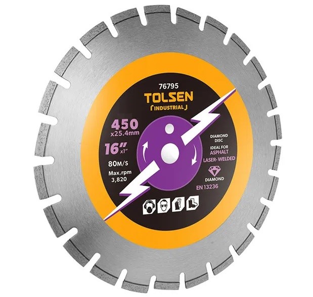 Диск алмазный по асфальту 450x25.4mm Segment Tolsen photo 1 Диск алмазный по асфальту 450x25.4mm Segment Tolsen photo 1