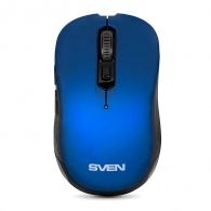 SVEN RX-560SW Wireless, Optical Mouse, 2.4GHz, Nano Receiver, 800/1200/1600dpi, 5+1(scroll wheel) Silent buttons, Switching DPI modes, Rubber scroll wheel, Blue