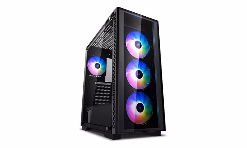 DEEPCOOL "MATREXX 50 ADD-RGB 4F" ATX Case, with Side-Window Tempered Glass Side & Front pane (full sized 4mm thickness), without PSU, Tool-less, Pre-installed: 4x A-RGB 120mm fans, 2x3.5" Bays, 4x2.5" Bays, support cable management, PSU Shroud, 1xUSB3.0,  