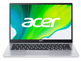 ACER Swift 1 Pure Silver (NX.A77EU.00F), 14.0" IPS FHD (Intel Pentium Silver N6000 4xCore 1.1-3.3GHz, 4GB (1x4) LPDDR4 RAM, 256GB PCIe NVMe SSD, Intel UHD Graphics, CR, WiFi6-AX/BT5.1, FPS, Backlit, 3cell, HD Webcam, RUS, No OS, 1.3kg, 14.95mm) thumbnav 1