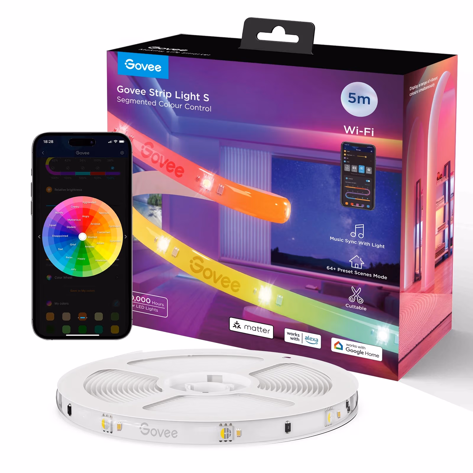 Светодиодная лента GOVEE RGBIC S LED / 5m / Multicolor / Wi-Fi / Bluetooth