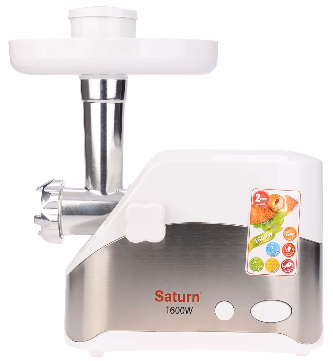 Tocator de carne Saturn ST-FP1098, 1 kg/min, 6 W, Alb 