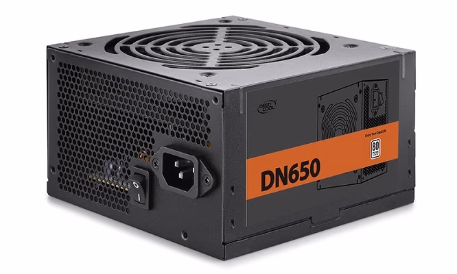 PSU DEEPCOOL "DN650 New version", 650W, ATX12V 2.4, 80 PLUS®, Active PFC, Silent 120mm fan with PWM, +12V (50A), 20+4 Pin, 1xCPU(4+4Pin), 5x SATA, 2xPCI-E(6+2pin), 3x Peripheral, OVP/UVP/SCP/OPP, Black 