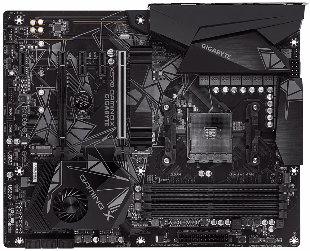 GIGABYTE X570 GAMING X, Socket AM4, AMD X570, 10+2Phases, Dual 4xDDR4-4000, APU AMD graphics, HDMI 2.0, 2xPCIe 4.0 X16, 6xSATA3, RAID, 2xM.2 PCIe 4.0, 3xPCIeX1, ALC887 HDA, GbE LAN, 8xUSB3.2 Gen1, RGB Fusion 2.0, ATX 