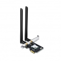 TP-LINK Archer T5E AC1200 Wi-Fi Dual Band Bluetooth PCI Express Adapter, 867Mbps on 5GHz + 300Mpbs on 2.4GHz, 802.11a/b/g/n/ac, 2 Dual Band detachable аntennas, Bluetooth 4.2