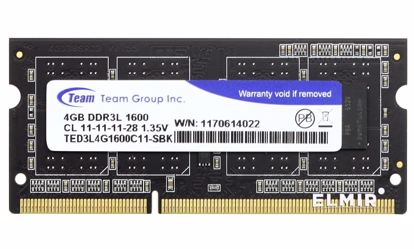 4GB DDR3L-1600 SODIMM TEAM, PC12800, CL11, 1.35V
