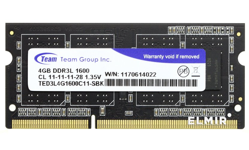 4GB DDR3L-1600 SODIMM TEAM, PC12800, CL11, 1.35V photo 1