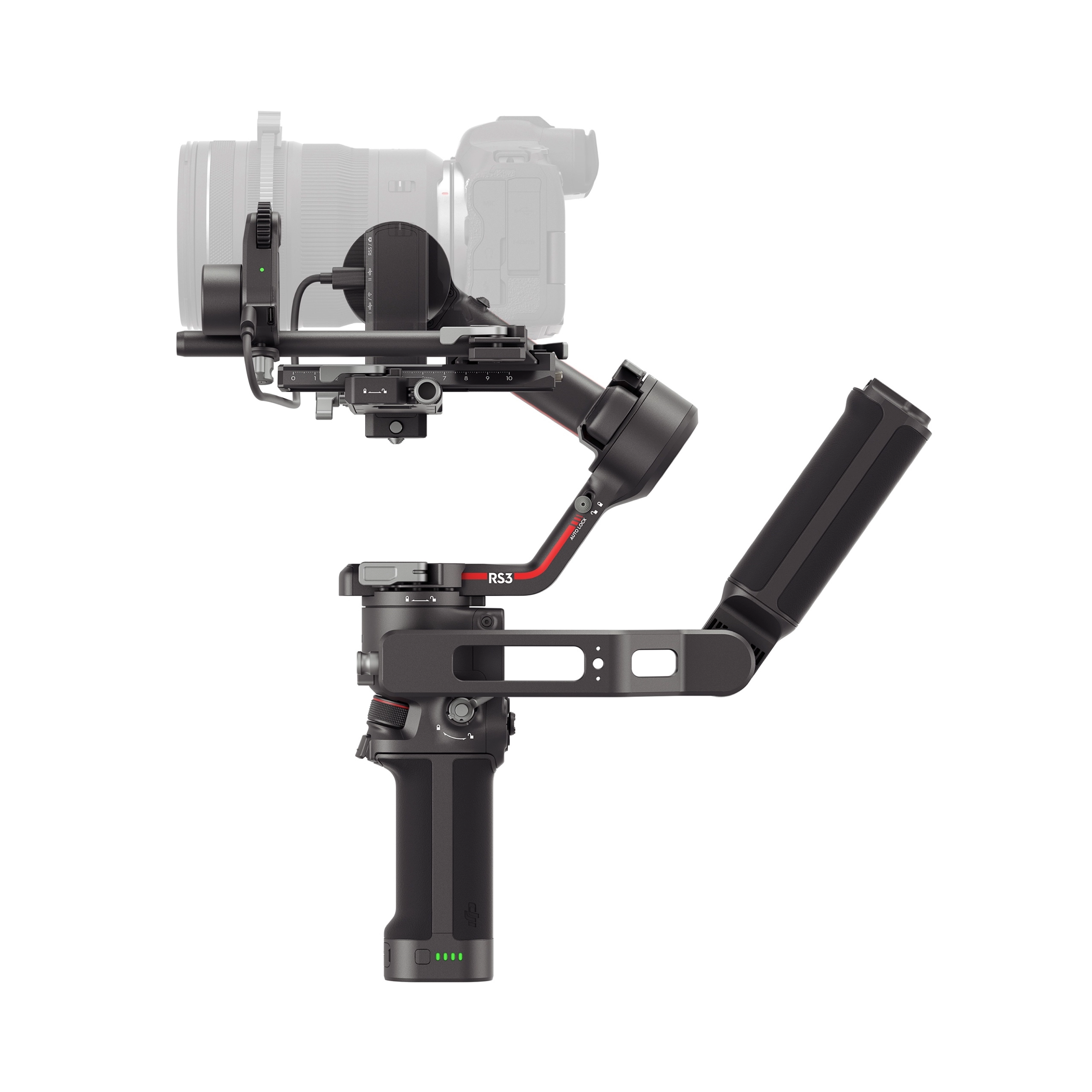 (930767) DJI RS3 Combo - Camera Stabilizer for Mirrorless and DSLR cameras, Payload 3.0 kg, Axis (Automated locks, carbon+plastic),3Gen Stab.,Shutter connection (bluetooth, cable), 1.8'' OLED full-color touchscreen,Gimbal mode switch,Mini tripod, Focus Mo
