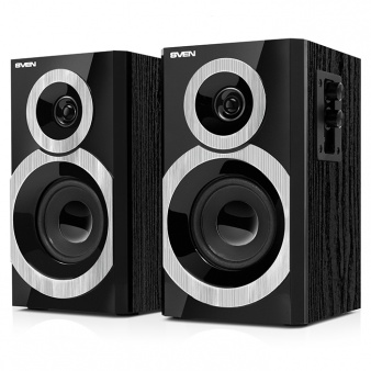 SVEN SPS-619 Black,  2.0 / 2x10W RMS, headphone jack, wooden, (3”+1”) photo 1