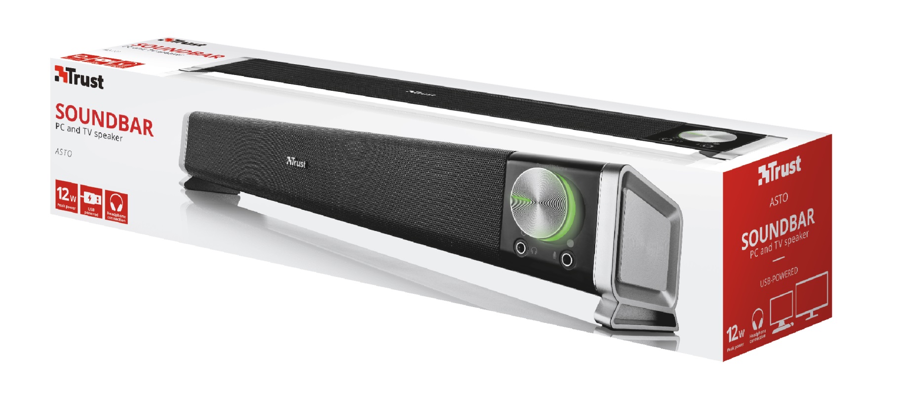 Soundbar Trust Asto Black / 12W / 3,5 AUX / USB power photo 5