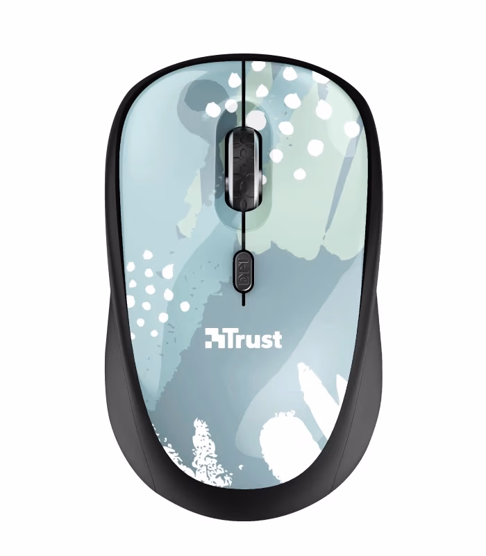 Trust Yvi Wireless Mouse - Blue, 8m 2.4GHz, Micro receiver, 800-1600 dpi, 4 button, Rubber sides for comfort and grip,USB